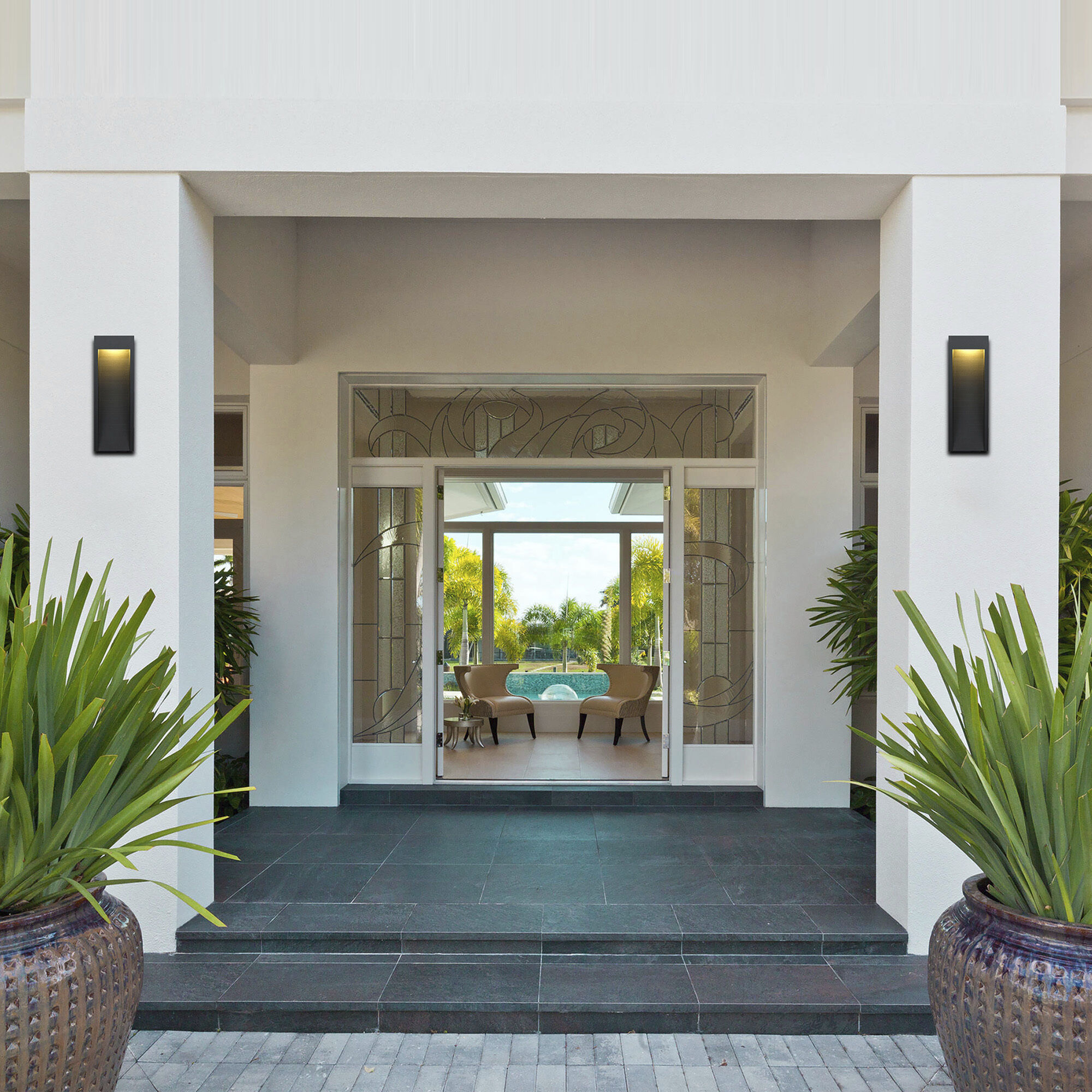 Taper LED 16 inch Sand Black Outdoor Wall Sconce